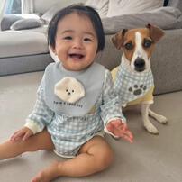 【ベビー&times;ペットコレクション】犬用バンダナ 2枚組 プリント&times;足跡