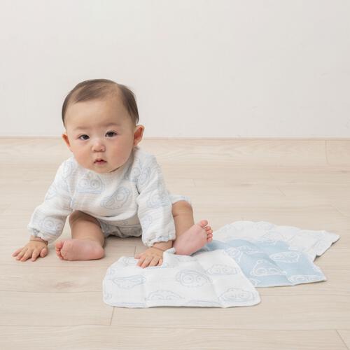 SANRIO サンリオ 多重織ガーゼハンカチ３枚組 ハンギョドン パステルブルー&times;ﾌﾘｰ  ベビーザらス限定