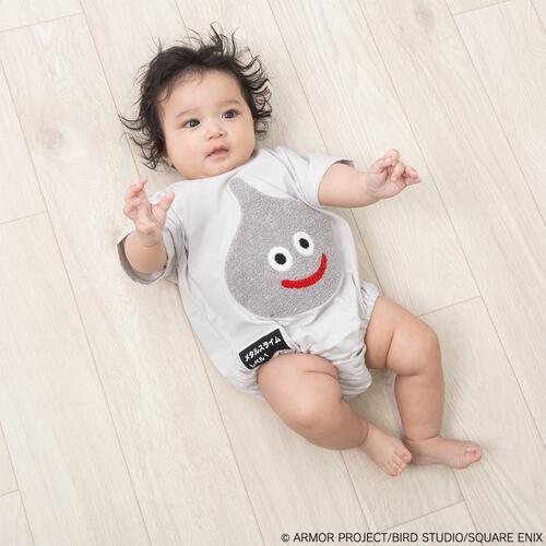 ドラクエベビー＆キッズ サガラ刺繍半袖ボディスーツ メタルスライム グレー&times;80cm