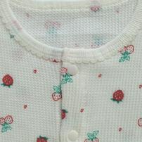 長袖前開きロンパース肌着 2枚組 ワッフル イチゴ ピンク×60cm ベビーザらス限定