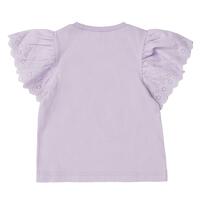 【ティニピン&times;しなこ】半袖Ｔシャツ 袖レース 天竺 パープル&times;110cm