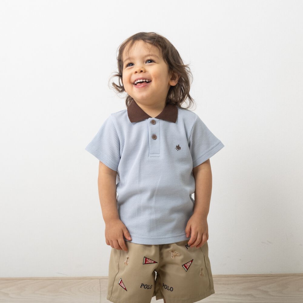 POLO BCS ワッフル半袖ポロシャツ サックス×90cm | マタニティ・ベビー
