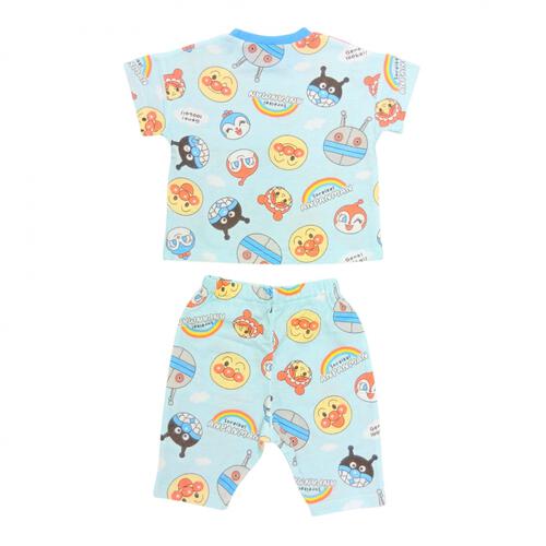 アンパンマン フェイス総柄半袖パジャマ メッシュ サックス&times;80cm