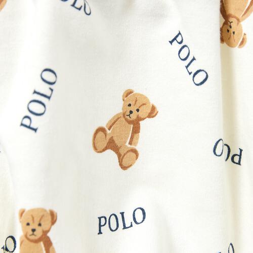 POLO BCS 半袖ボディスーツ サロペット風 オフホワイト&times;70cm