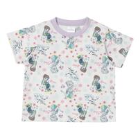 Disney ディズニー 半袖パジャマ アナと雪の女王 総柄 腹巻付き パープル&times;110cm