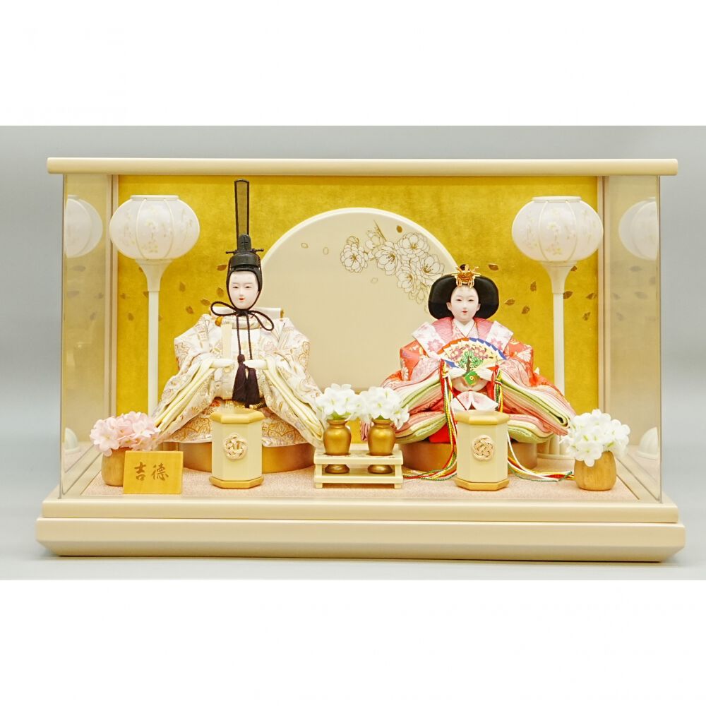 雛人形】ケース親王飾り「八重桜蒔絵パノラマアクリル」（322721