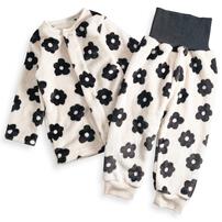 長袖腹巻パジャマ フリース デイジー柄 ブラック×90cm