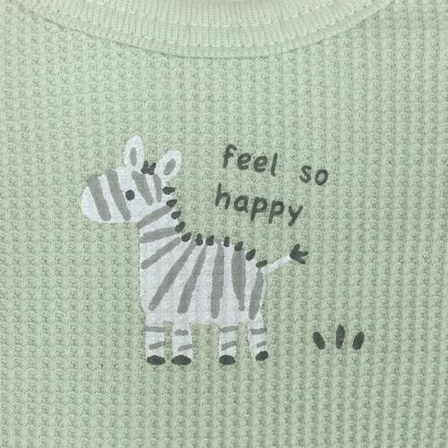 半袖ロンパース肌着 2枚組 ワッフル しまうま×アニマル ミント×70cm ベビーザらス限定