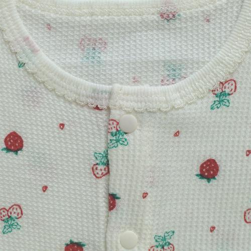 長袖前開きロンパース肌着 2枚組 ワッフル イチゴ ピンク×70cm ベビーザらス限定