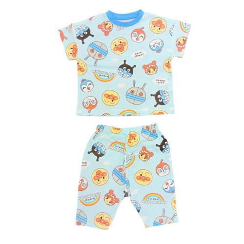 アンパンマン フェイス総柄半袖パジャマ メッシュ サックス&times;80cm