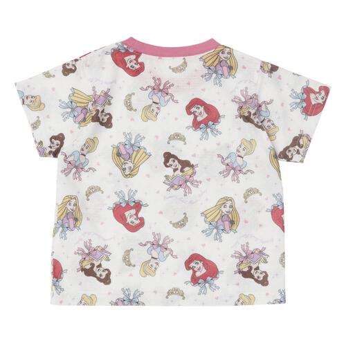 ディズニー 半袖パジャマ プリンセス 総柄 腹巻付き ピンク&times;100cm 