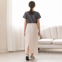 ランダムテレコマキシスカート ライトベージュ M-L
