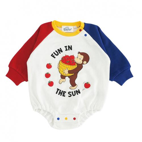 【Welcome to the Universe Baby × chimajiro0730さん】おさるのジョージ 長袖ダルマボディスーツ ナチュラル×70cm