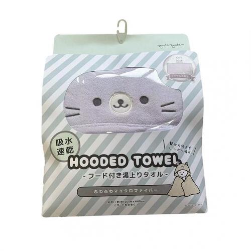 湯上りタオル ネコ パープル