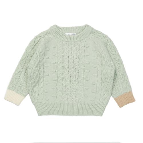 ベビーザらス限定　RAT-A-TATR ラッタッター ケーブルニット(グリーン&times;80cm)