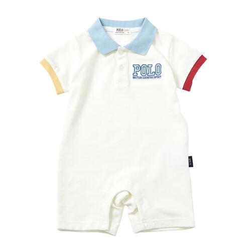 POLO BCS 配色半袖カバーオール オフホワイト&times;80cm ベビーザらス限定 赤ちゃん 出産準備 出産祝い ベビー服 子供服