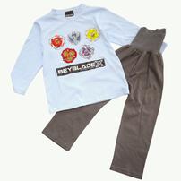 BEYBLADE X ベイブレードエックス 長袖パジャマセット コマプリント ブルー 100cm
