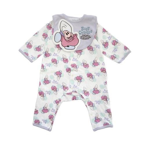 ディズニー 長袖前開きプレオール スタイ付き ヤングオイスター(ピンク&times;60-70cm