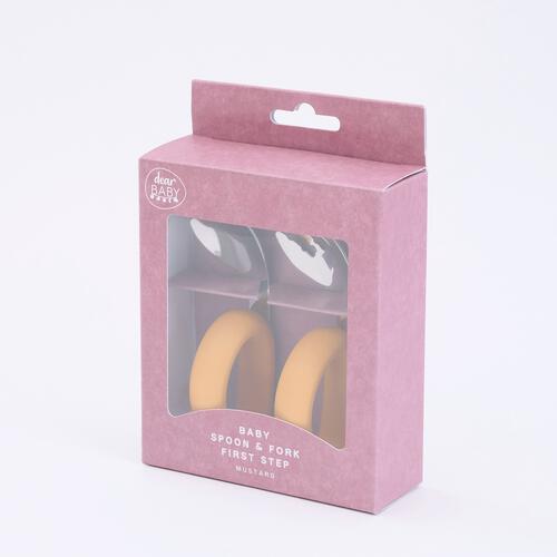 dear BABY ディアベビー はじめてでもにぎりやすいスプーン&フォーク (マスタード) ベビーザらス限定