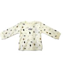 【ベビー×ペットコレクション】長袖Tシャツ ワッフル 猫総柄 ナチュラル×80cm