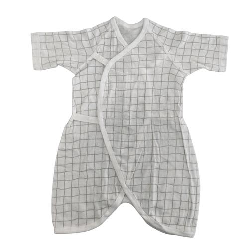 新生児肌着 コンビ肌着 ２枚組 チェック熊×ウサギ雲柄 50-70cm