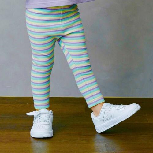 sophitica デイリーパンツ ボーダーリブレギンス ピンク&times;95cm