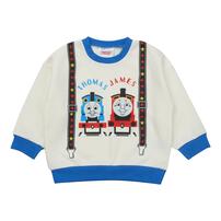 THOMAS トーマス 長袖デイリートレーナー 起毛 サスペンダー風 ホワイト×95cm