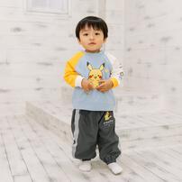 monpoke モンポケ ロングパンツ サイドライン ピカチュウ チャコール×90cm