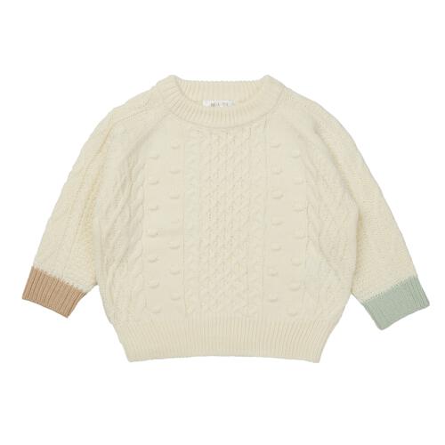 ベビーザらス限定　RAT-A-TATR ラッタッター ケーブルニット(ホワイト&times;90cm)