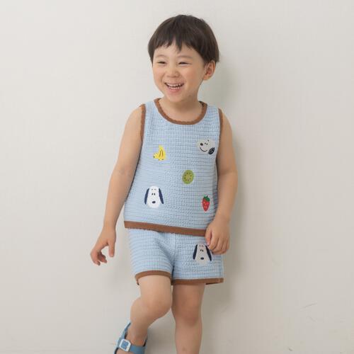 SNOOPY スヌーピー ショートパンツ クロシェニット ライトブルー&times;90cm ベビーザらス限定