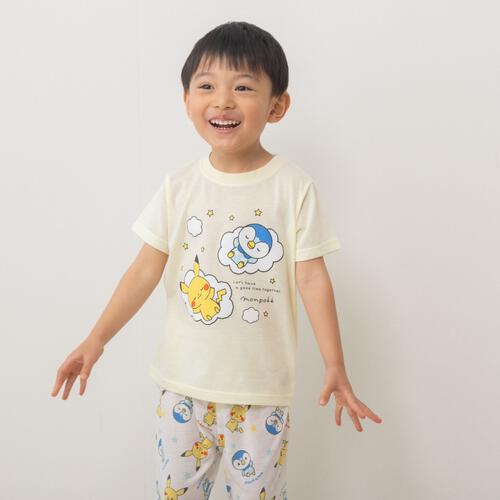 monpoke モンポケ 長袖前開きパジャマ＋半袖Ｔシャツセット イエロー&times;100cm ベビーザらス限定