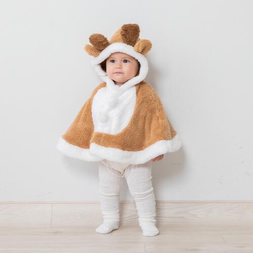 クリスマス トナカイマント コスチューム キッズ ベビー サンタクロース コスチューム 子供 衣装 ベロア ベージュ×70-90cm ベロア ベビーザらス限定