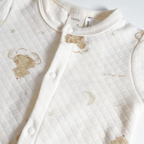 長袖カバーオール ニットキルト クマ柄 オフホワイト×80cm ベビーザらス限定