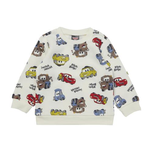 Disney ディズニー カーズ 長袖デイリートレーナー 起毛 総柄 ナチュラル×100cm ベビーザらス限定