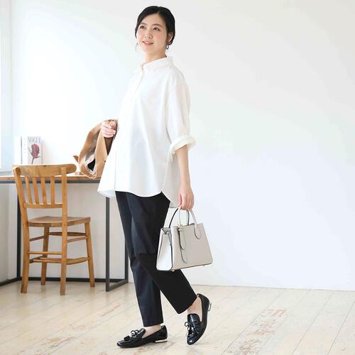 ママの時短らくちんタックパンツ ブラック M-L