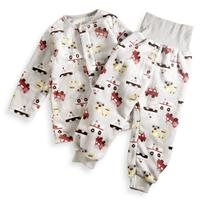 長袖腹巻パジャマ フリース 働く車柄 グレー×95cm