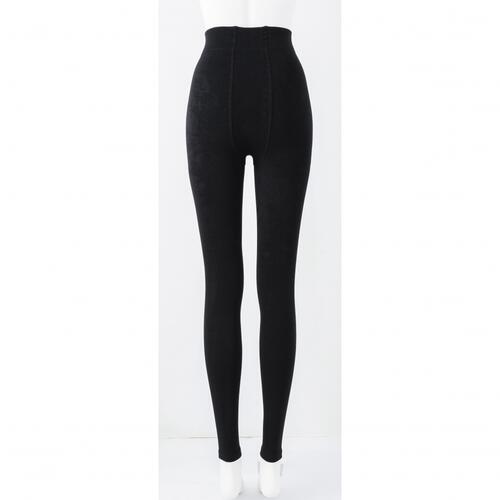 はじめてママのためのウェストらくらくレギンス 裏シャギー ブラック×M-L