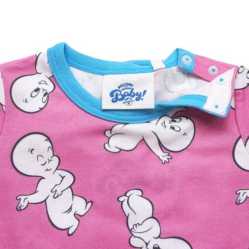 【Welcome to the Universe Baby &times; chimajiro0730さん】 キャスパー 半袖スタイ付きロンパース ピンク&times;80cm