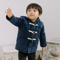 RAT-A-TATR ラッタッター ダッフルコート 中綿 チェック ネイビー×80cm