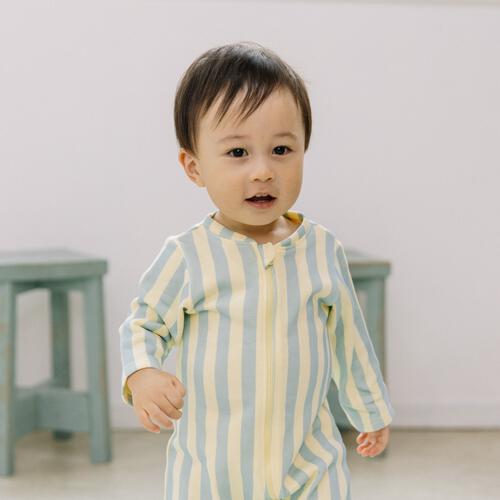 【FirstCloset×mioさん】 長袖ファスナーオール 足付き 裏毛 イエロー×70cmベビーザらス限定