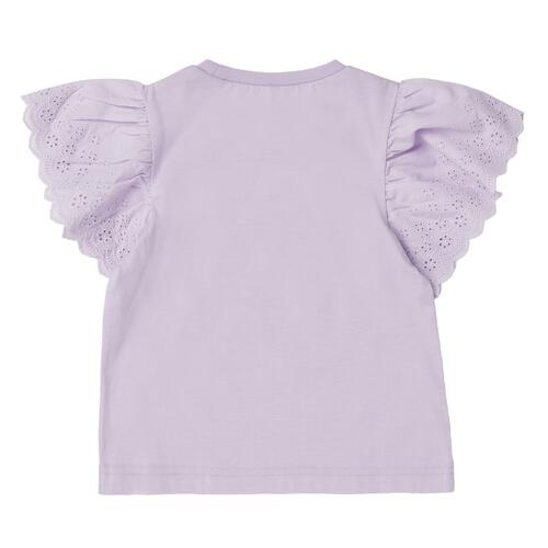 【ティニピン&times;しなこ】半袖Ｔシャツ 袖レース 天竺 パープル&times;120cm