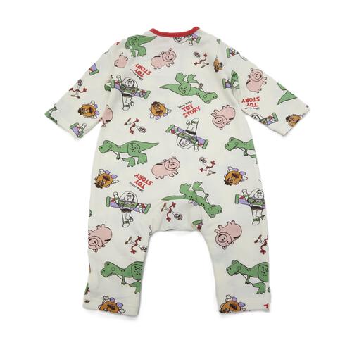 Disney ディズニー 長袖前開きプレオール スタイ付き トイストーリー ナチュラル×70-80cm