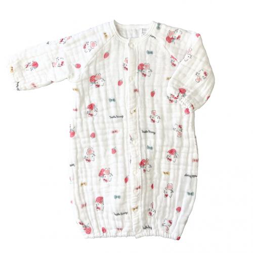 サンリオ キティ 6層連続織ガーゼ 兼用ドレス ホワイト×50-70cm