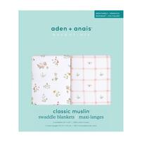 ADEN+ANAIS エイデンアンドアネイ エッセンシャルズ スワドル2枚入りカントリーフローラル(ピンク×フリー)