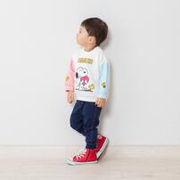 SNOOPY スヌーピー トレーナー 袖配色 ホワイト&times;80cm