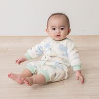 長袖カバーオール フリース 恐竜柄 グリーン×80cm