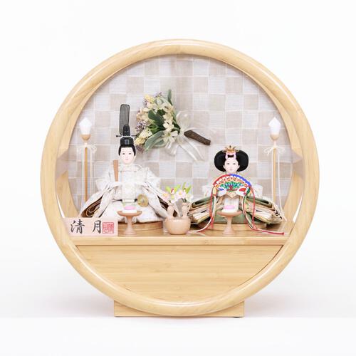 【雛人形】親王飾り 円形市松アレンジフラワー