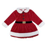 クリスマスワンピース 女の子 キッズ 子供 サンタ サンタクロース 衣装 ドレス ベロア レッド×120cm ベビーザらス限定