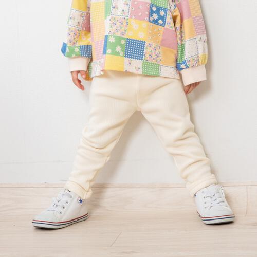 COJIKA 10分丈デイリーパンツ 裏シャギー テレコ無地 ホワイト&times;90cm ベビーザらス限定