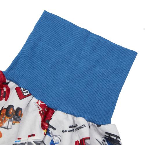 TOMICA トミカ 前開き長袖パジャマ 総柄 キルト 腹巻付き ブルー×100cm